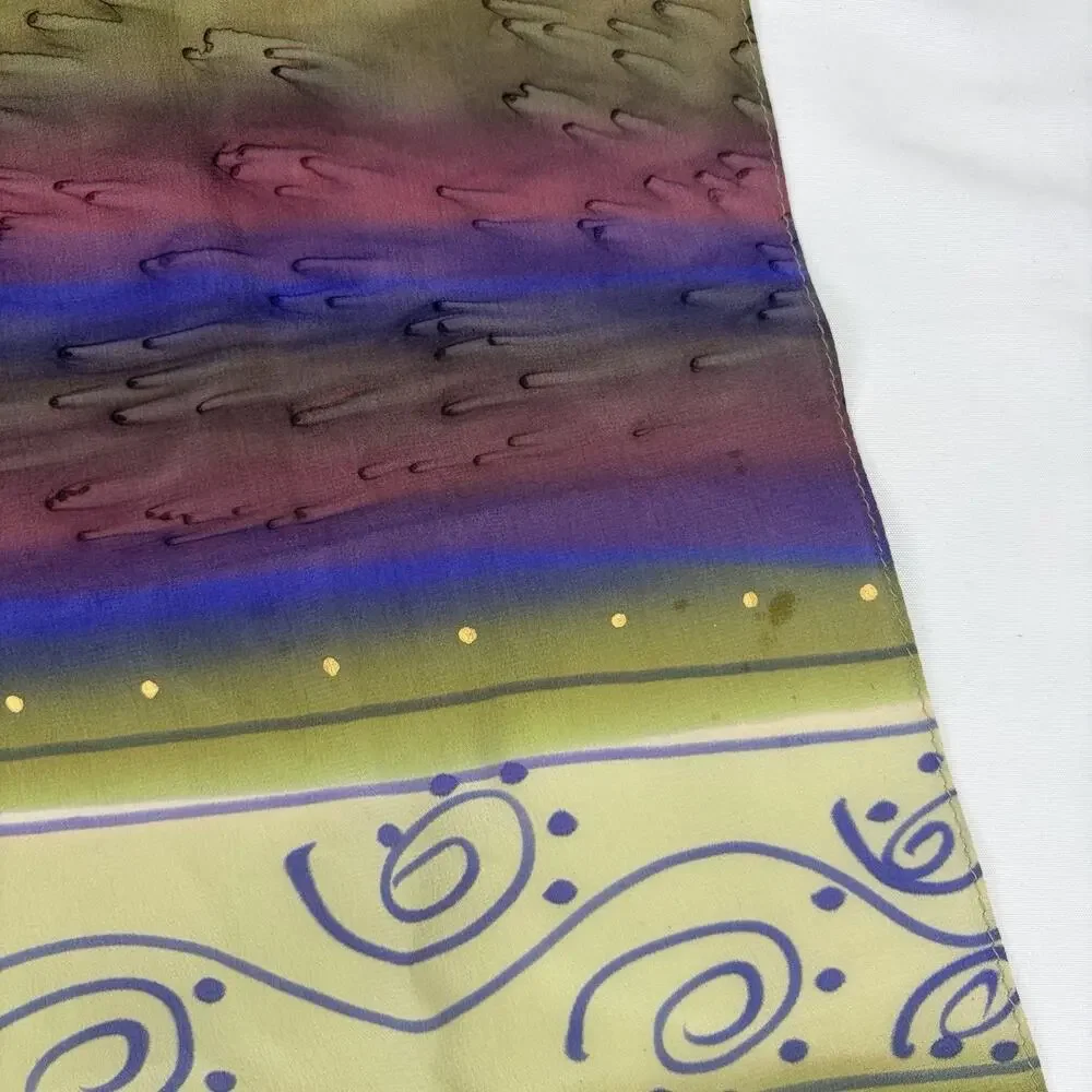 Kriska Signed Silk Rectangular Scarf Dyed Colorful Boho-chic, versatile, stylish